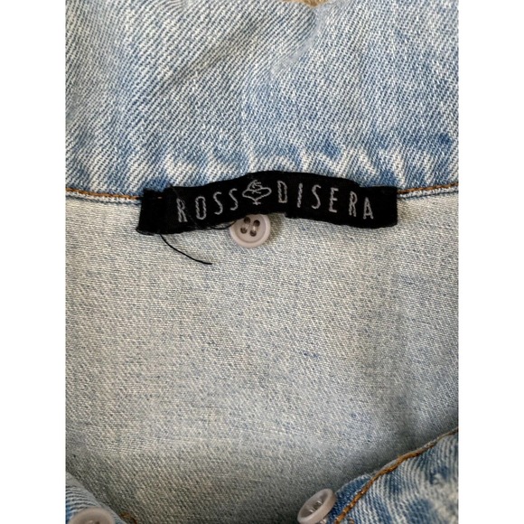 Ross Disera Denim Blue Distressed Jean Jacket DIY Glitter Question Upcycle M - Picture 4 of 7